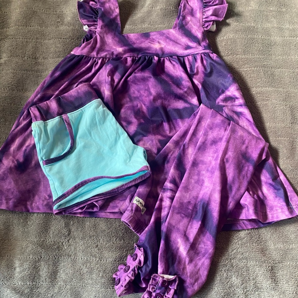 Lilac Clothing Purple and Blue Tie-Dye Set